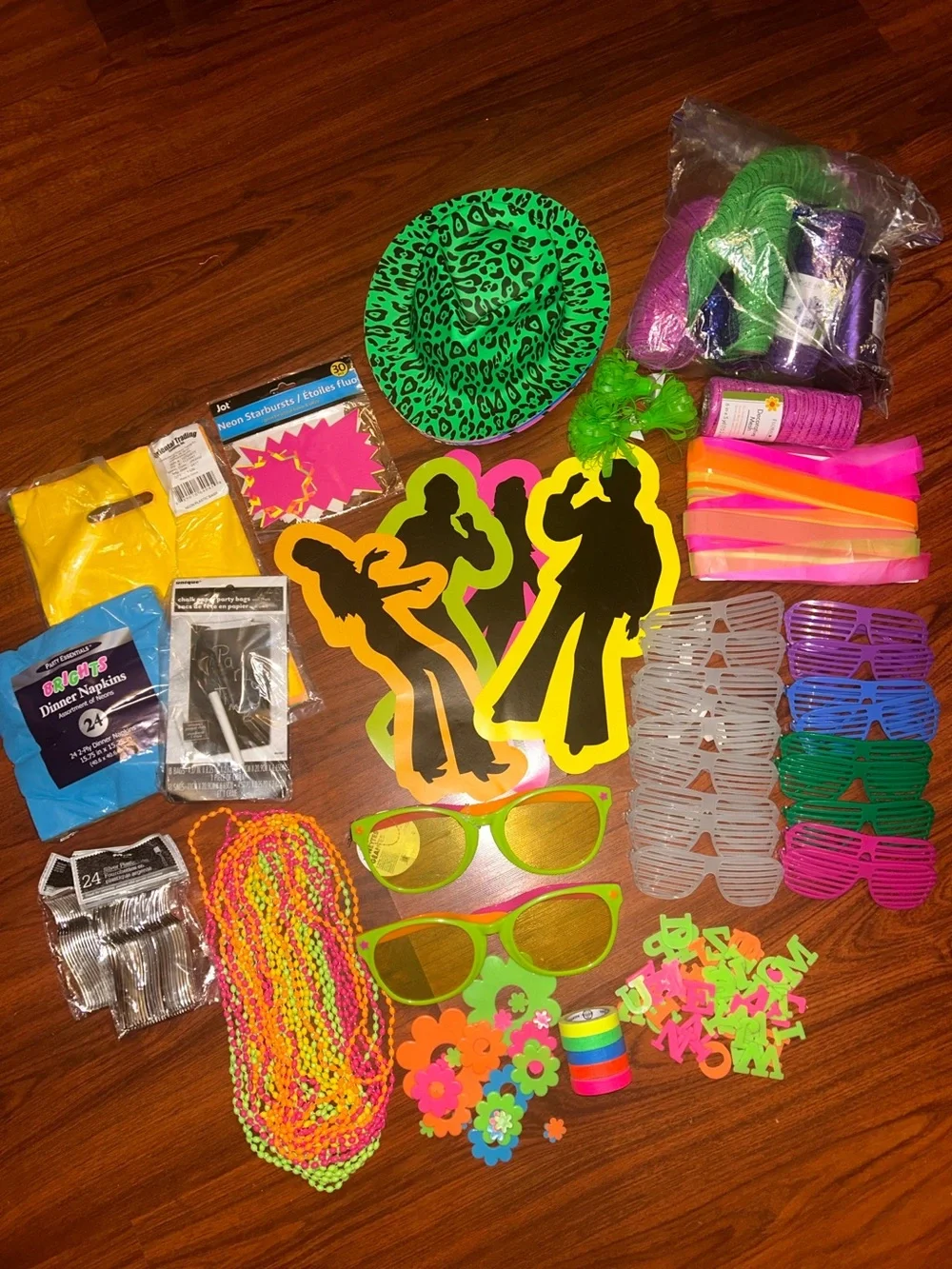 Retro 80s 90s Neon Glow In The Dark Party & Decor Supply Bundle